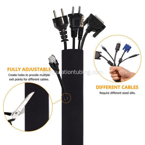 Neoprene Cable Organizer Wrap Cable Sleeve dengan Zipper